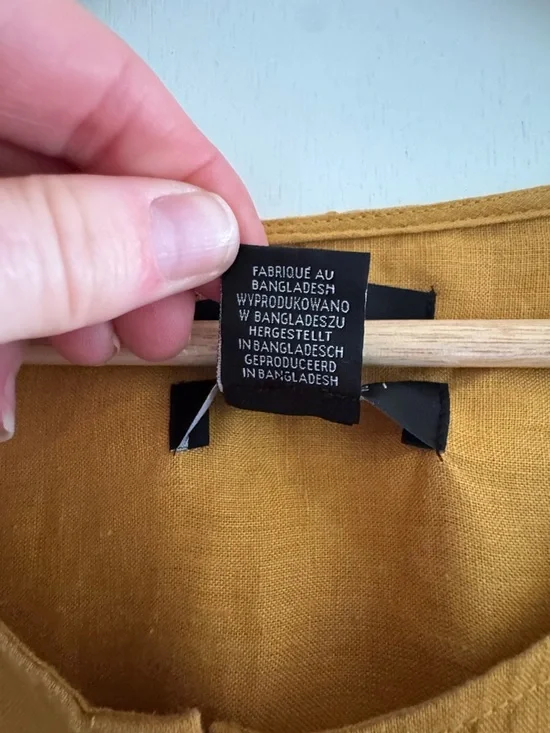 Minimalist Linen Button Blouse Mustard Oversized Relaxed Capsule - Picture 4 of 10